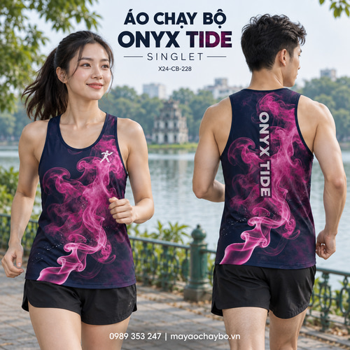 Áo chạy bộ singlet x24sport Onyx Tide