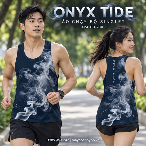 Áo chạy bộ singlet x24sport Onyx Tide