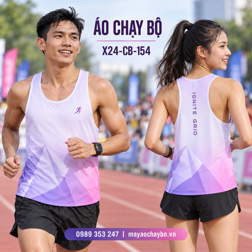 Áo chạy bộ singlet x24sport Ignite Grid