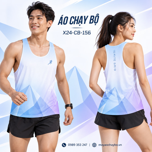 Áo chạy bộ singlet x24sport Ignite Grid