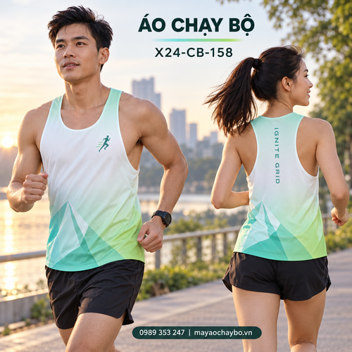 Áo chạy bộ singlet x24sport Ignite Grid