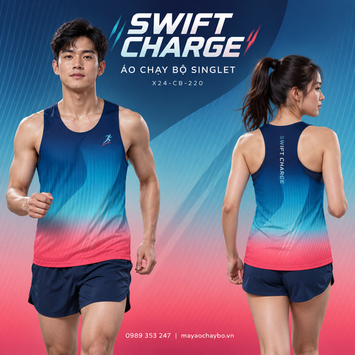 Áo chạy bộ singlet x24sport Swift Charge