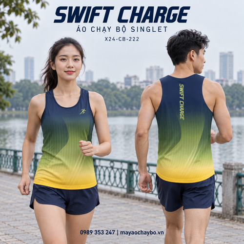 Áo chạy bộ singlet x24sport Swift Charge