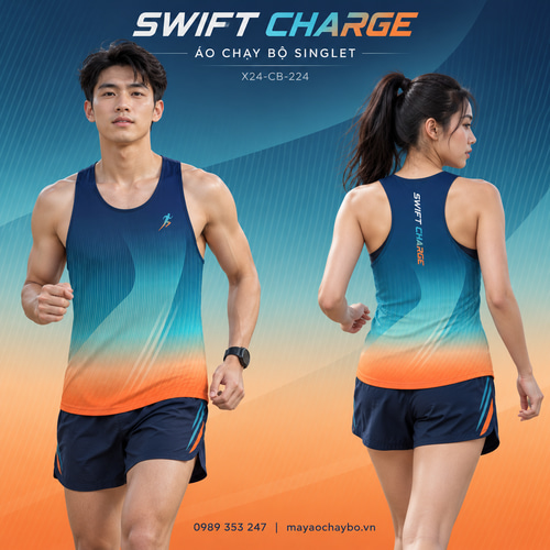 Áo chạy bộ singlet x24sport Swift Charge