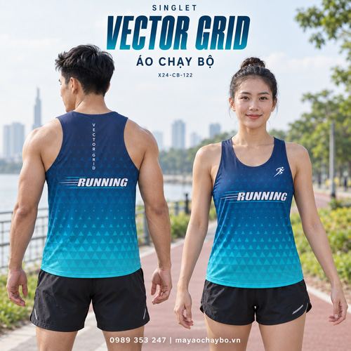 Áo chạy bộ singlet x24sport Vector Grid