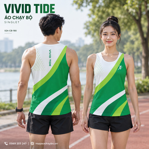 Áo chạy bộ singlet x24sport Vivid Tide