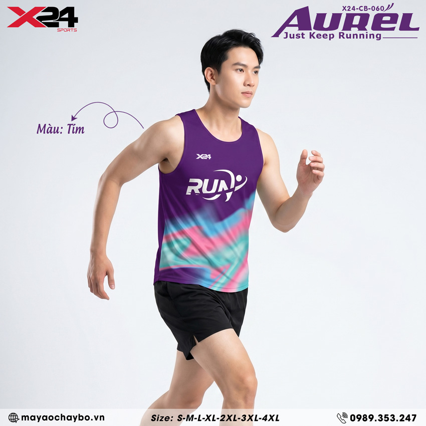 Áo Chạy Bộ Nữ PND CB-060 Tím – Phối Xanh Hồng Năng Động