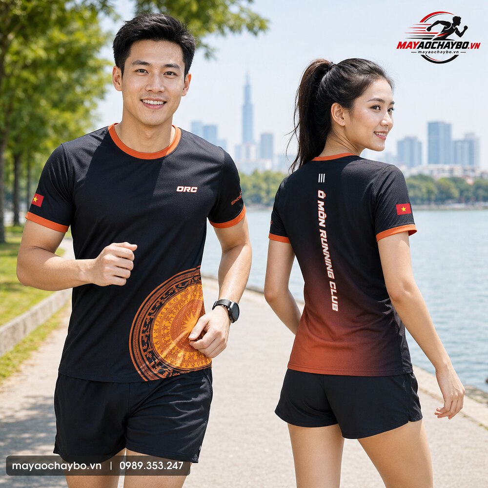 Áo chạy bộ Team ORC – Đen Cam Truyền Thống