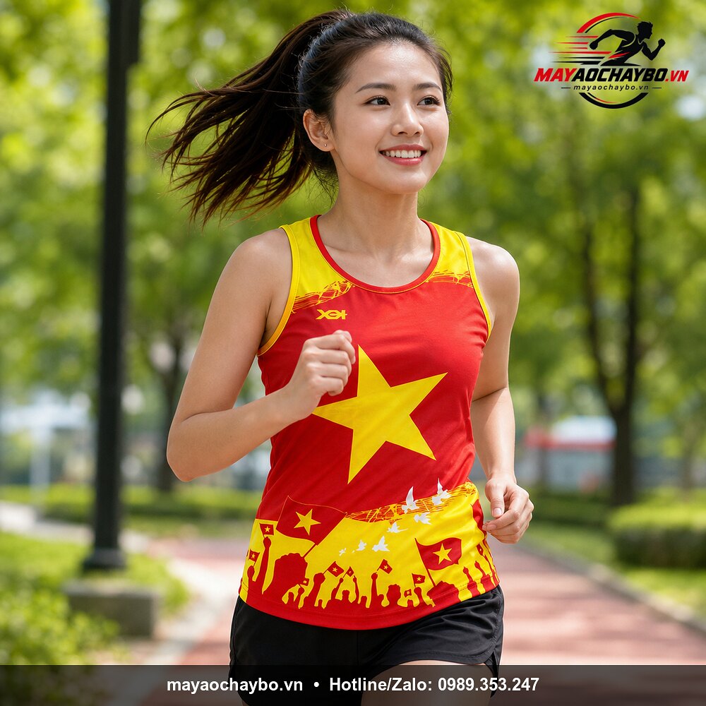 Áo Chạy Bộ Sao Vàng – Màu Đỏ Tự Hào Dân Tộc