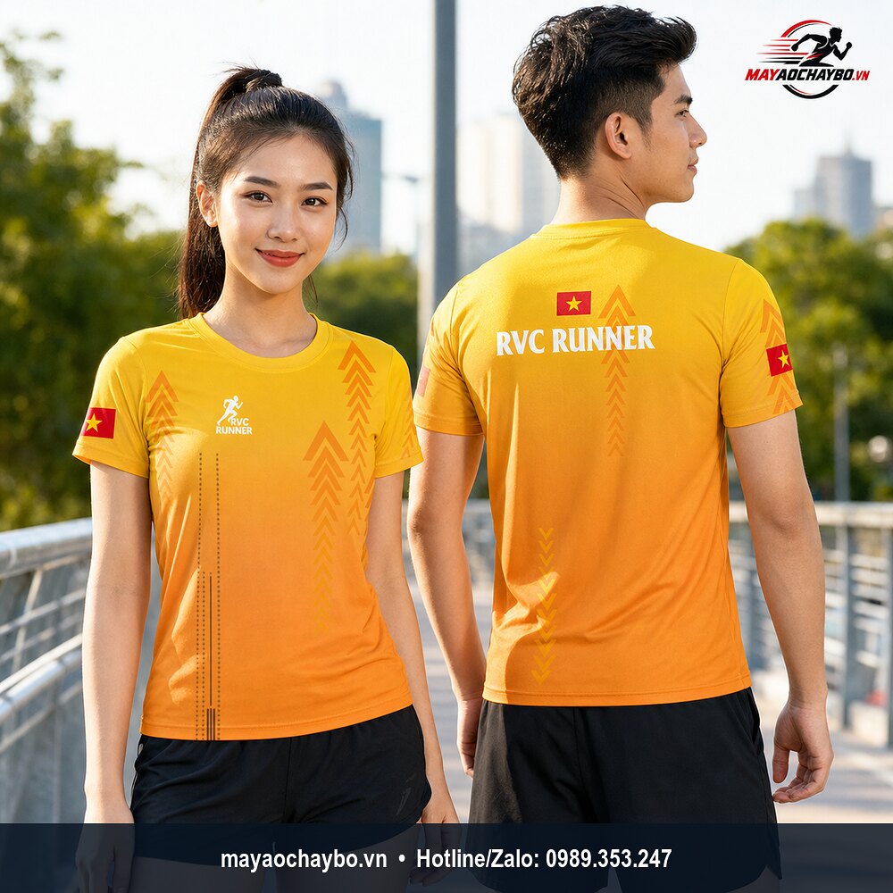 Áo chạy bộ RVC Runner thiết kế vàng cam – Năng động và chuyên nghiệp
