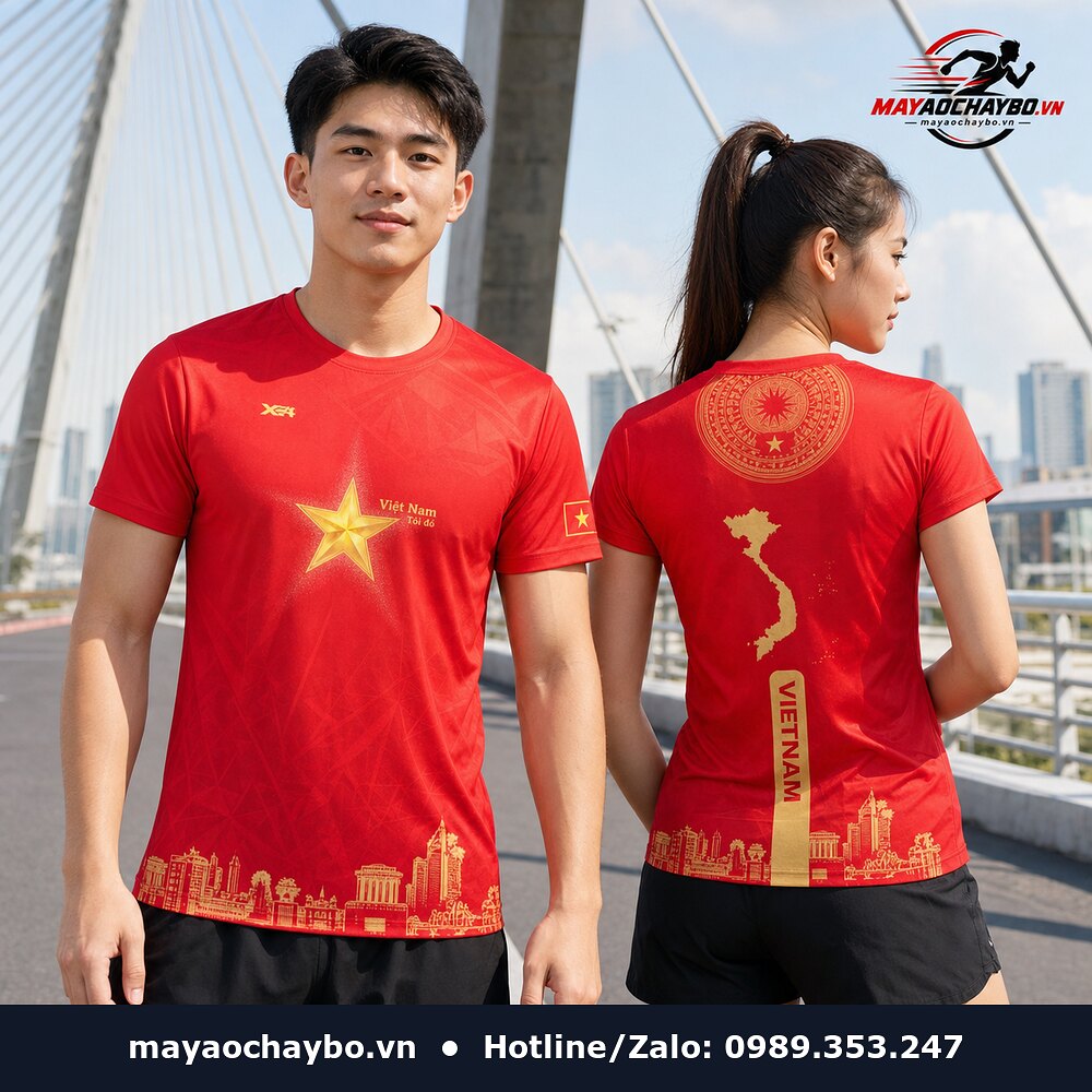 Áo Chạy Bộ Trái Tim Việt Nam – Đỏ Tươi Tự Hào Dân Tộc