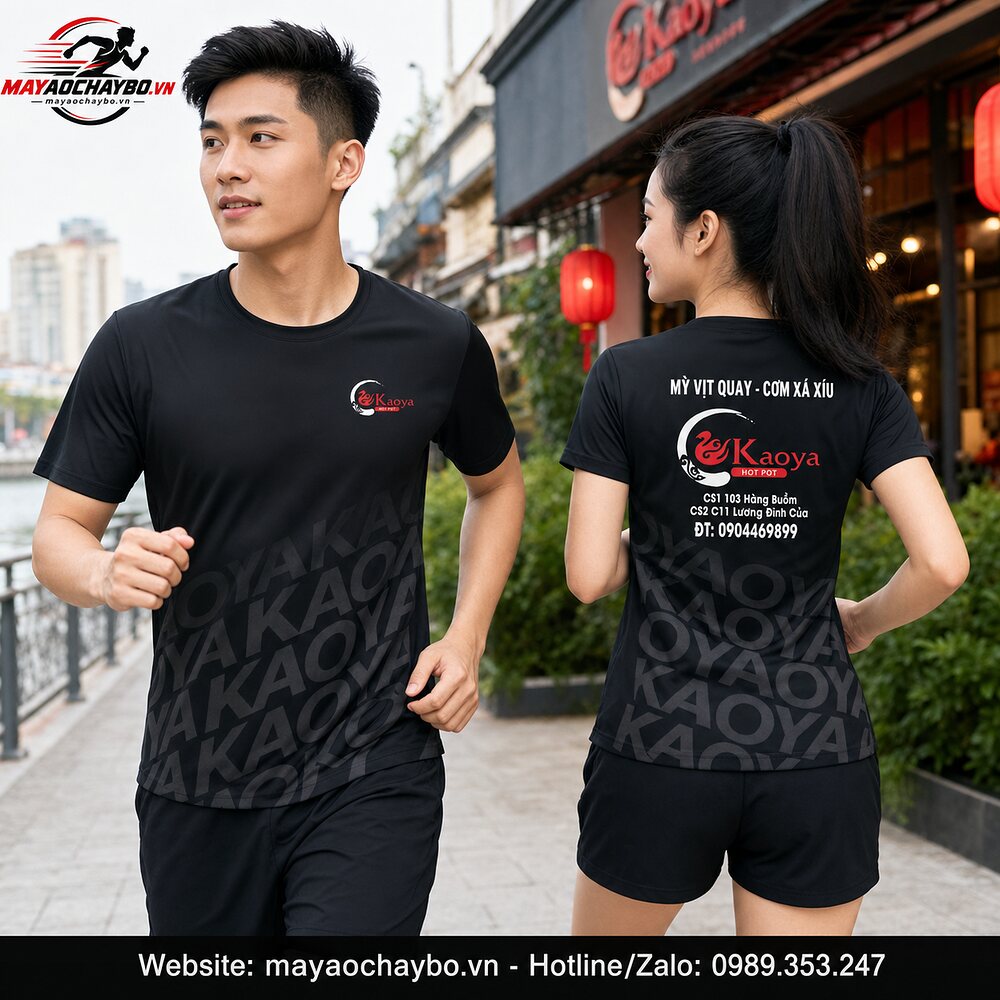 Áo Chạy Bộ Đen Team Kaoya – Sang Trọng, Năng Động Cho Mọi Runner