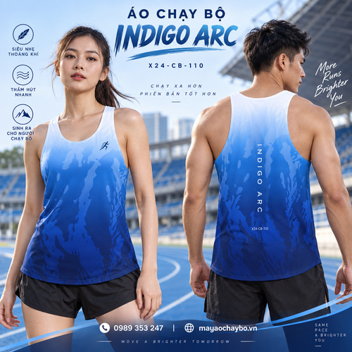 Áo chạy bộ singlet x24sport Indigo Arc