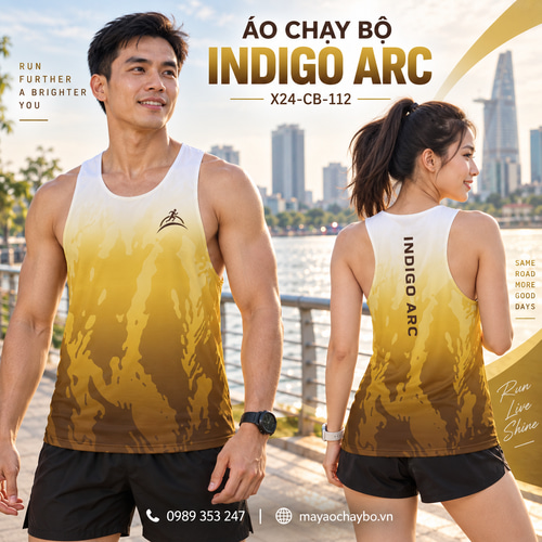 Áo chạy bộ singlet x24sport Indigo Arc