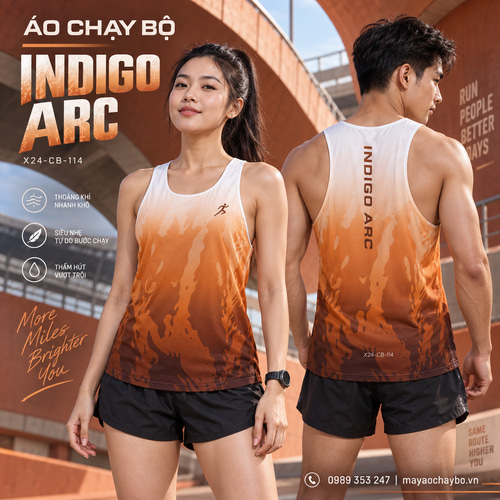 Áo chạy bộ singlet x24sport Indigo Arc