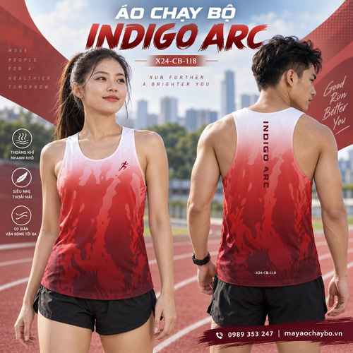 Áo chạy bộ singlet x24sport Indigo Arc