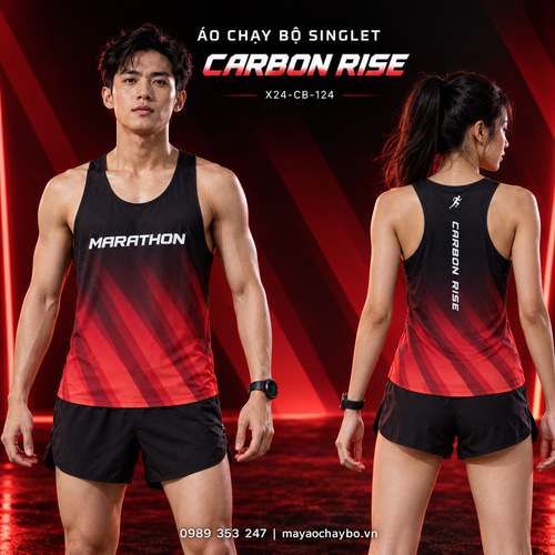 Áo chạy bộ singlet x24sport Carbon Rise