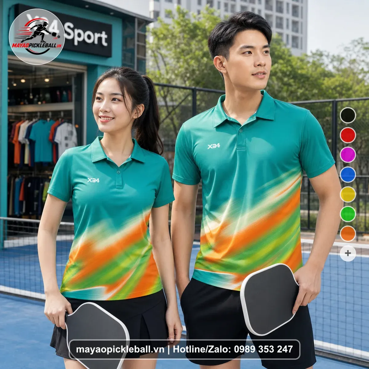 Bộ Quần Áo Pickleball PND-PB-107 Xanh Ngọc Xanh