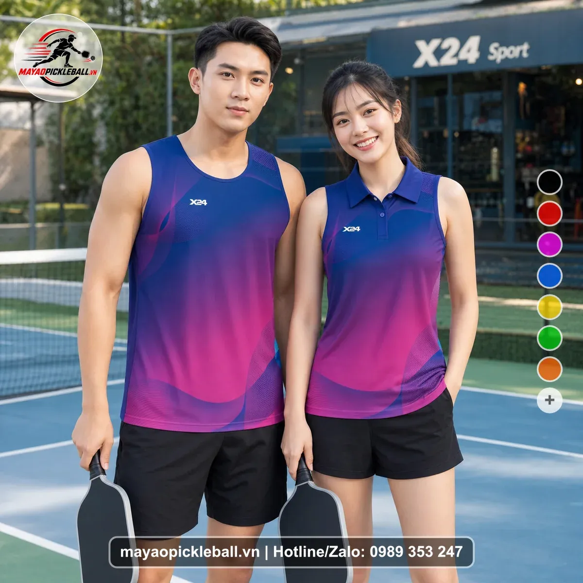 Bộ Quần Áo Pickleball PND-PB-134 Hồng Tím