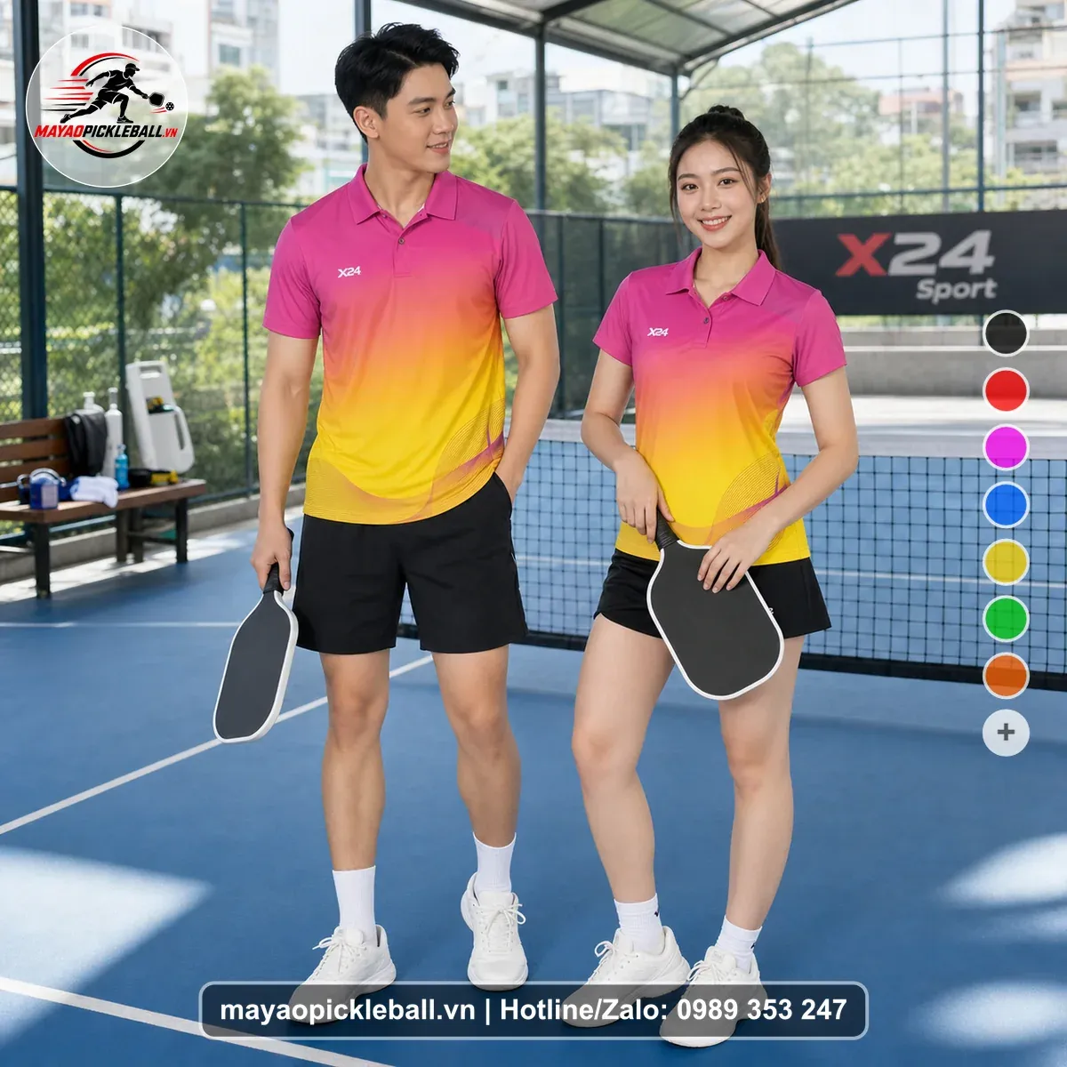 Bộ Quần Áo Pickleball PND-PB-135 Hồng Vàng