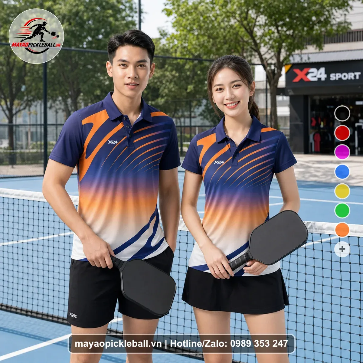 Bộ Quần Áo Pickleball PND-PB-140 Cam Tím