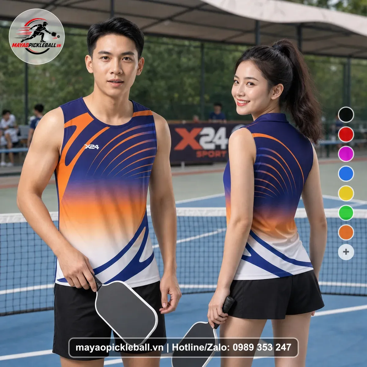 Bộ Quần Áo Pickleball PND-PB-140 Cam Tím