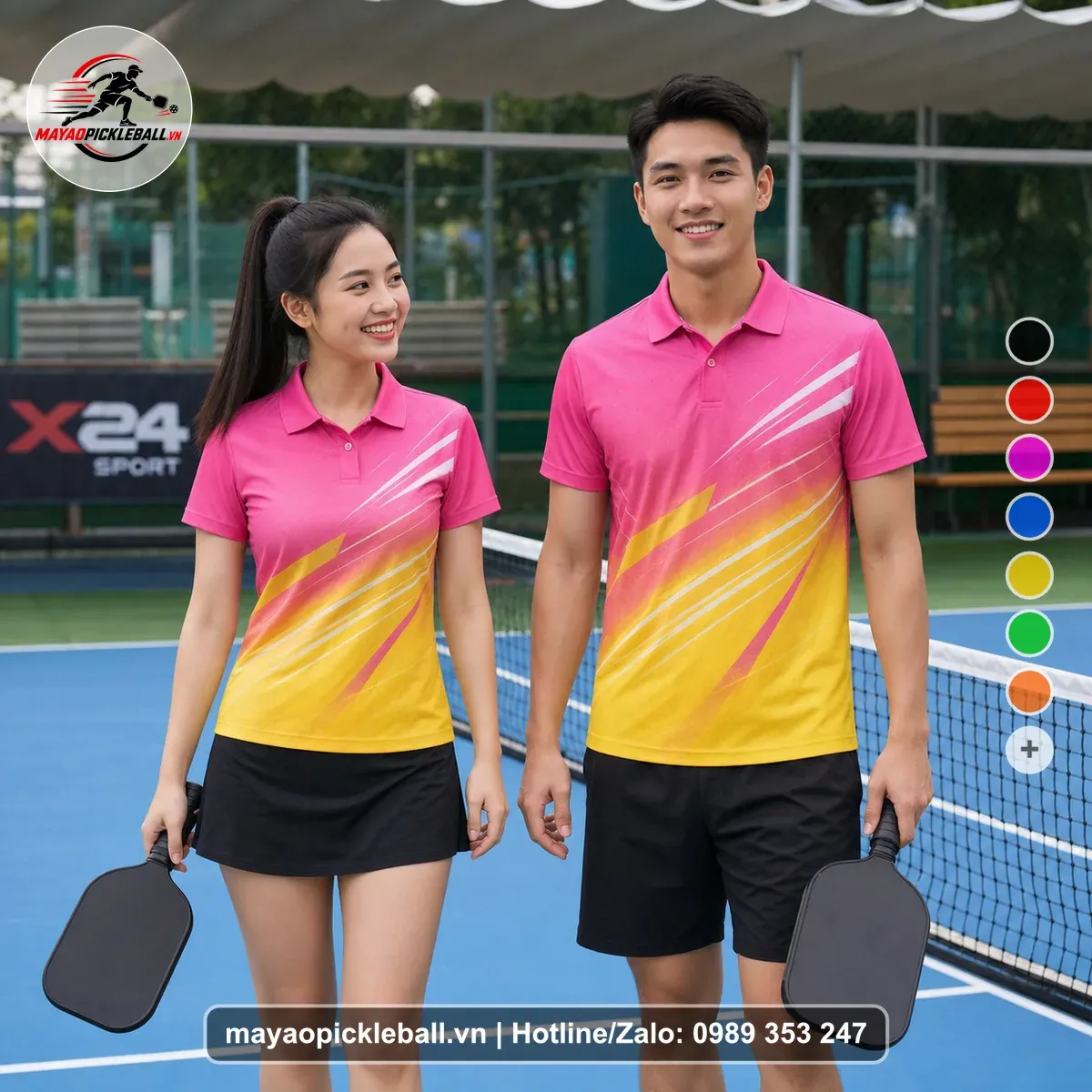 Bộ Quần Áo Pickleball PND-PB-229 Hồng Vàng