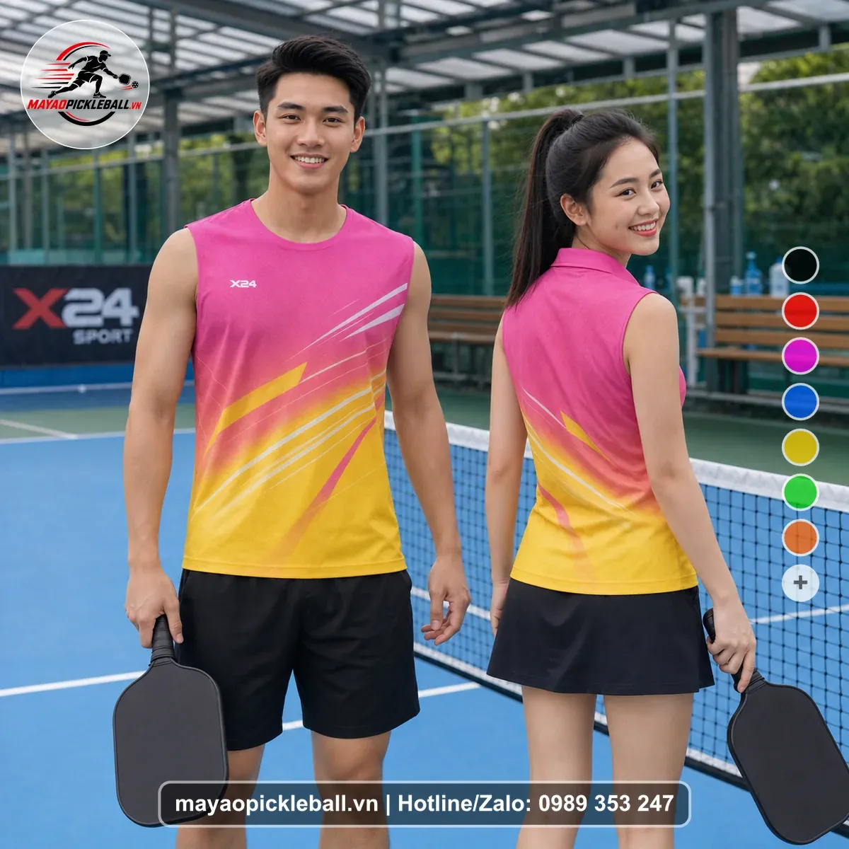 Bộ Quần Áo Pickleball PND-PB-229 Hồng Vàng