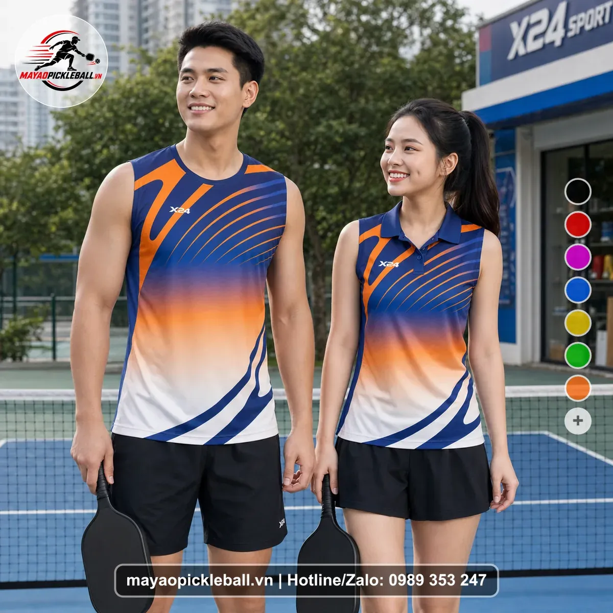 Bộ Quần Áo Pickleball PND-PB-234 Cam Tím