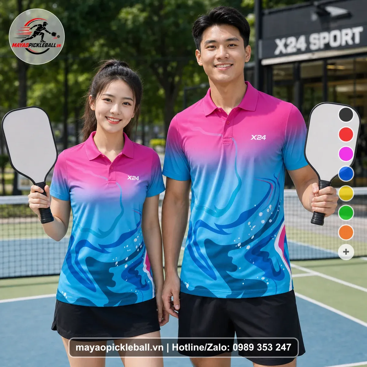 Bộ Quần Áo Pickleball PND-PB-250 Hồng Xanh