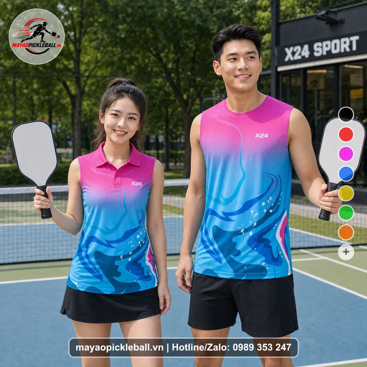 Bộ Quần Áo Pickleball PND-PB-250 Hồng Xanh