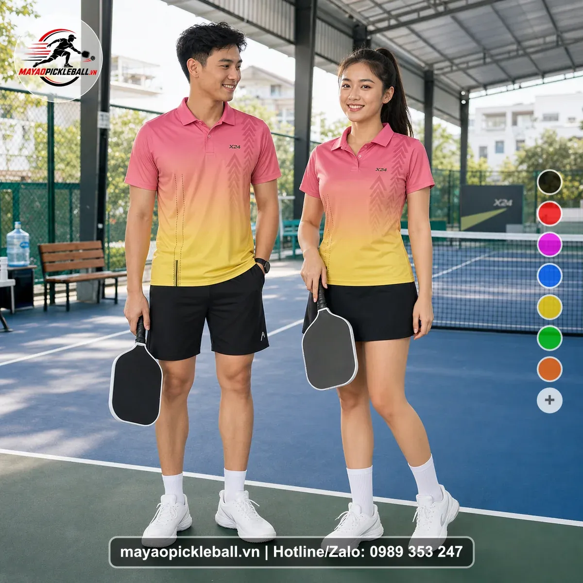 Bộ Quần Áo Pickleball PND-PB-271 Hồng Vàng