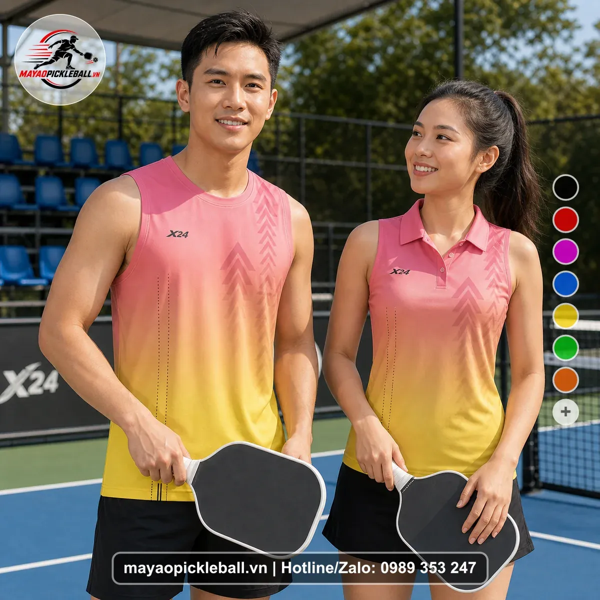 Bộ Quần Áo Pickleball PND-PB-271 Hồng Vàng
