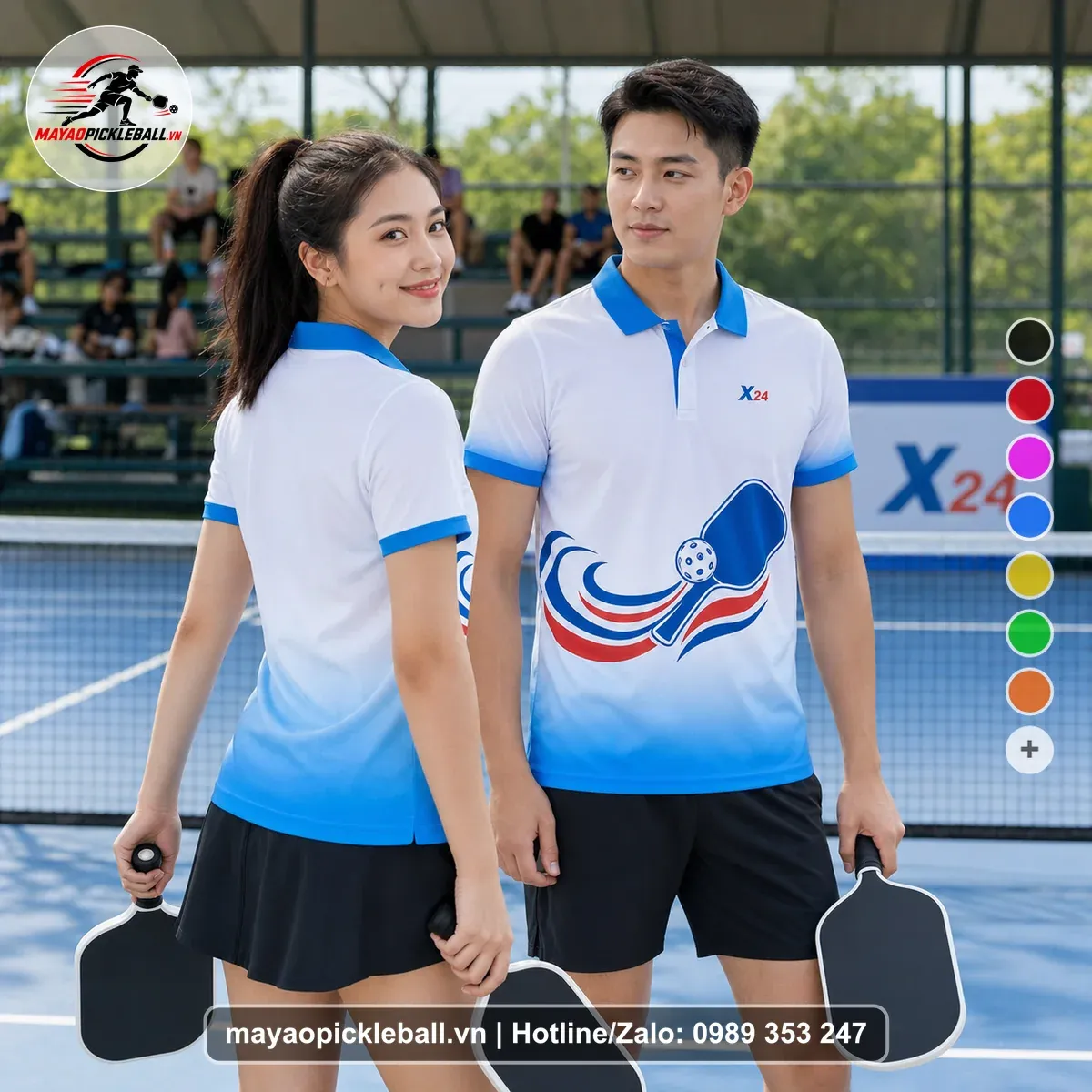 Bộ Quần Áo Pickleball PND-PB-298 Trắng Xanh Đỏ