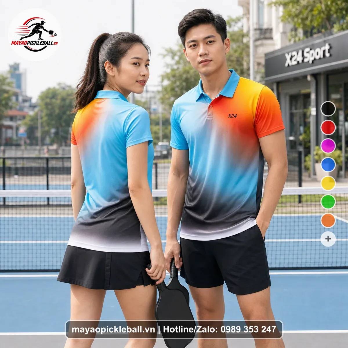 Bộ Quần Áo Pickleball PND-PB-305 Vàng Cam Xanh