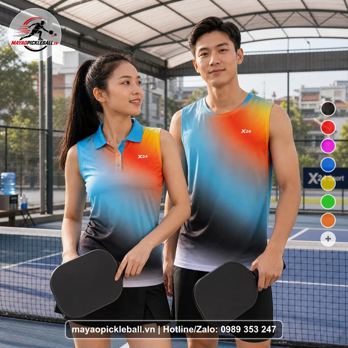 Bộ Quần Áo Pickleball PND-PB-305 Vàng Cam Xanh