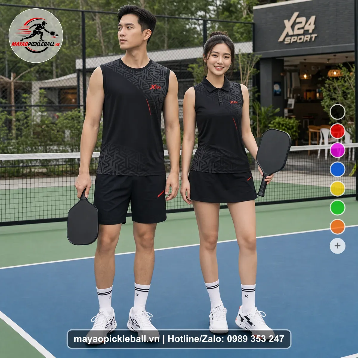 Bộ Quần Áo Pickleball PND-PB-327 Đen Đỏ