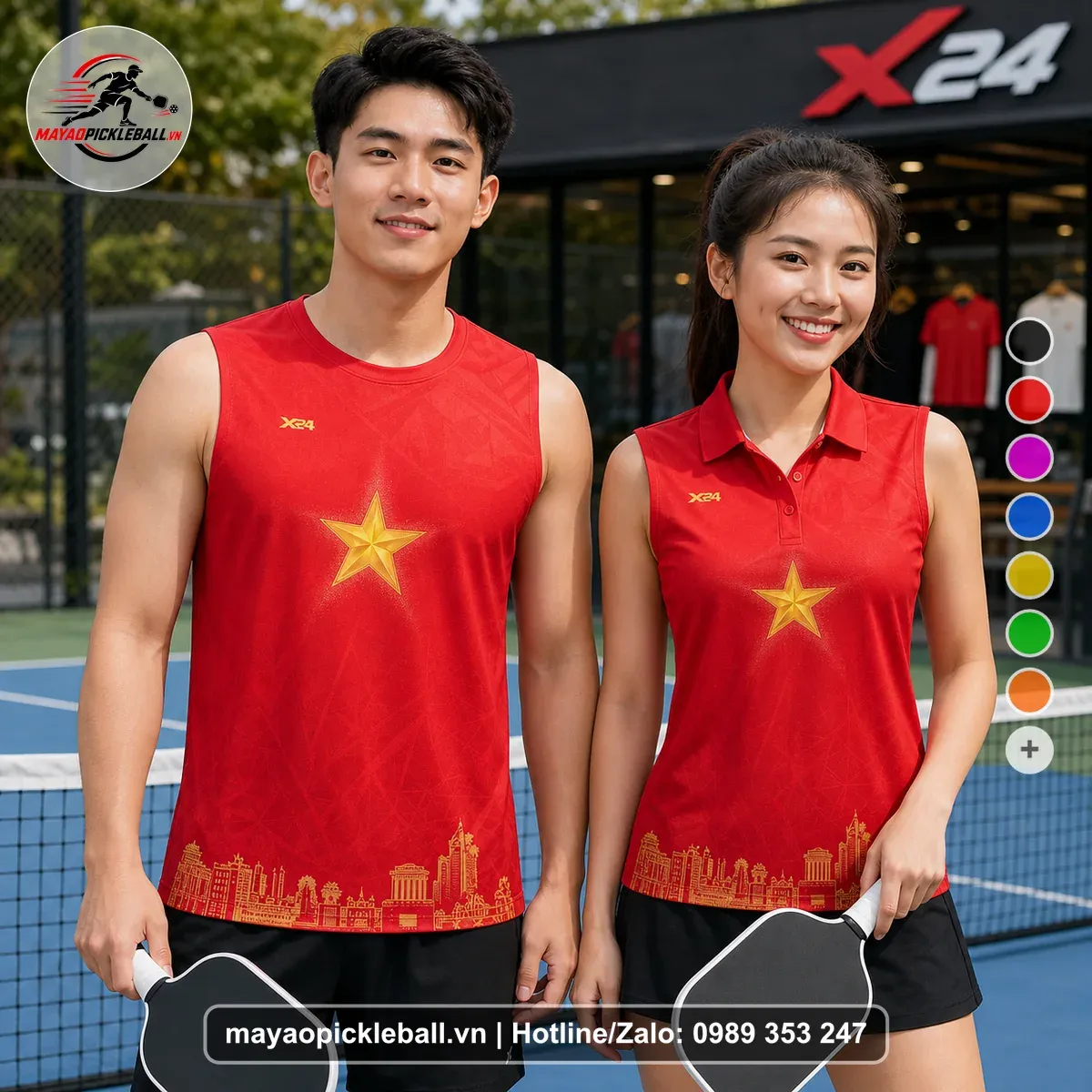 Bộ Quần Áo Pickleball PND-PB-468 Tím Đỏ