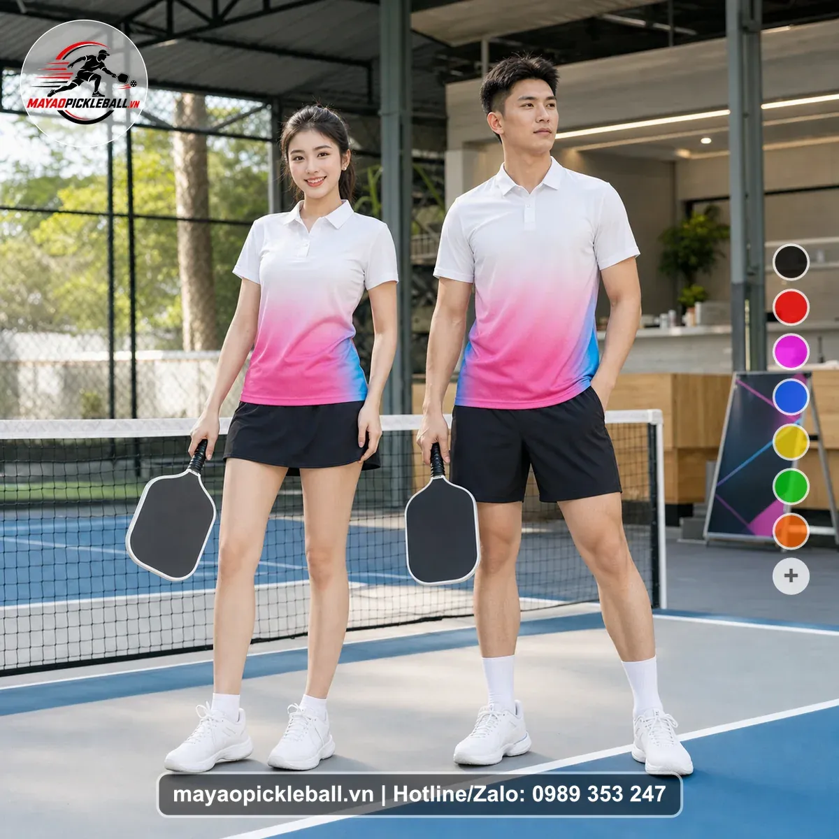 Bộ Quần Áo Pickleball PND-PB-482 Hồng Tím Xanh