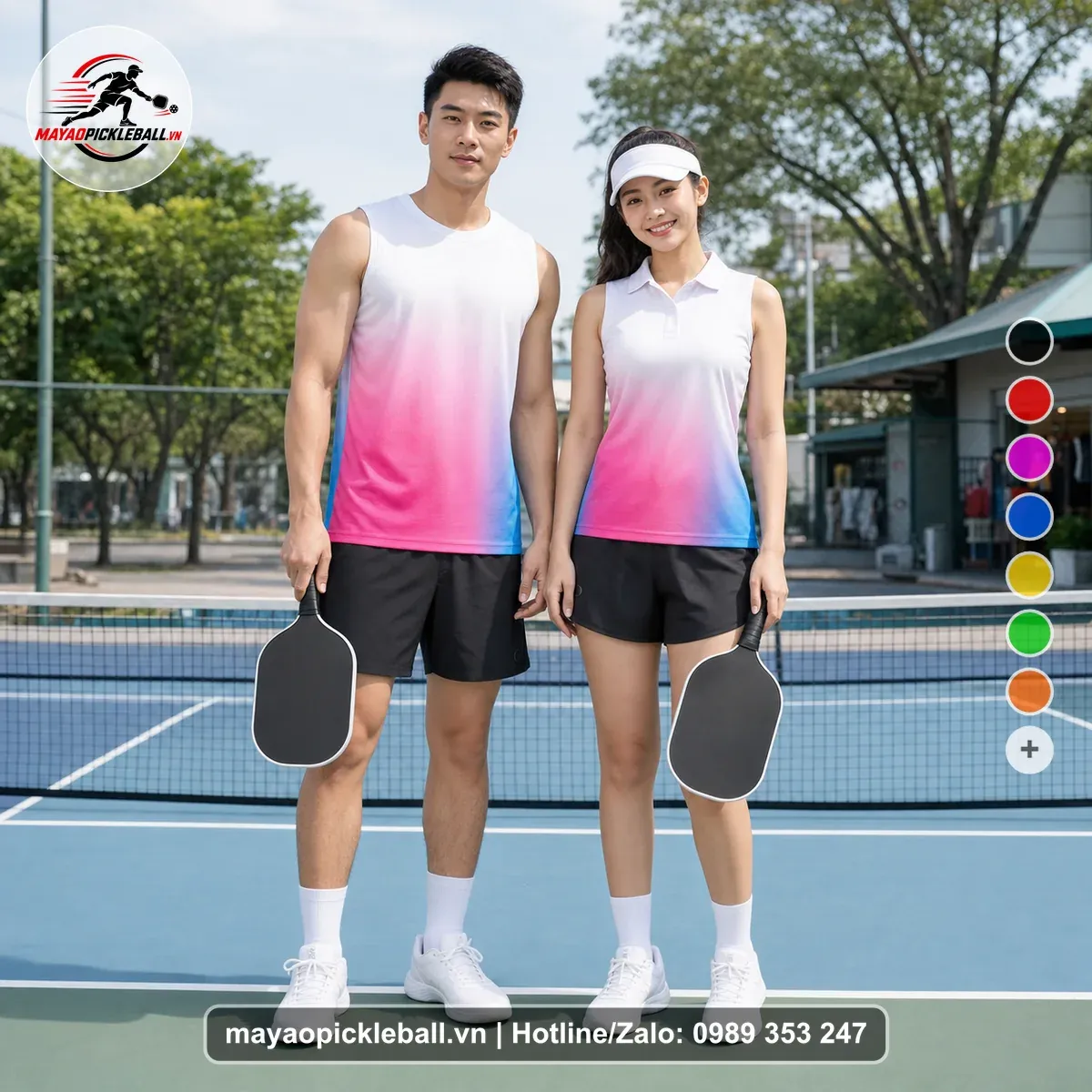 Bộ Quần Áo Pickleball PND-PB-482 Hồng Tím Xanh