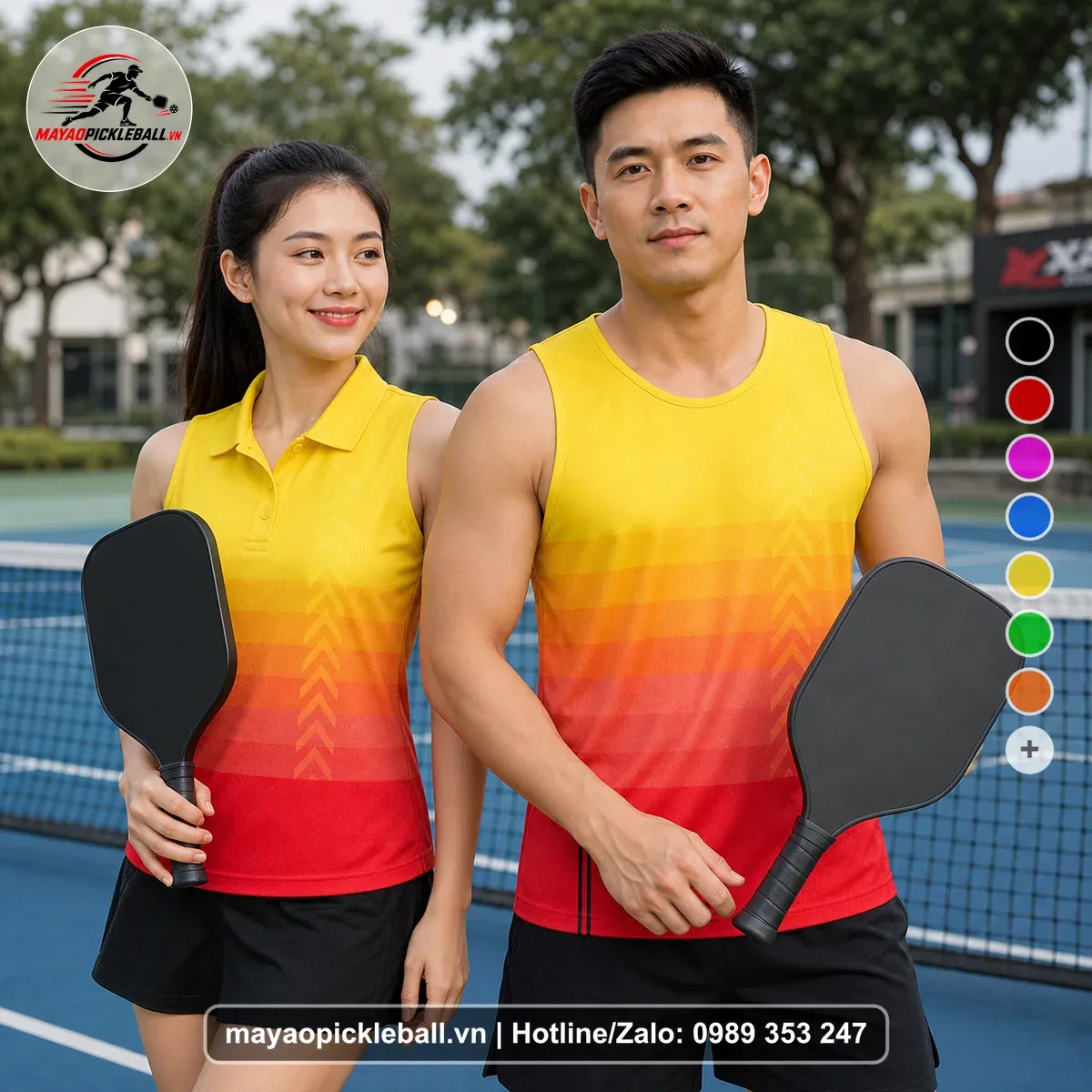 Bộ Quần Áo Pickleball PND-PB-483 Đỏ Vàng Cam