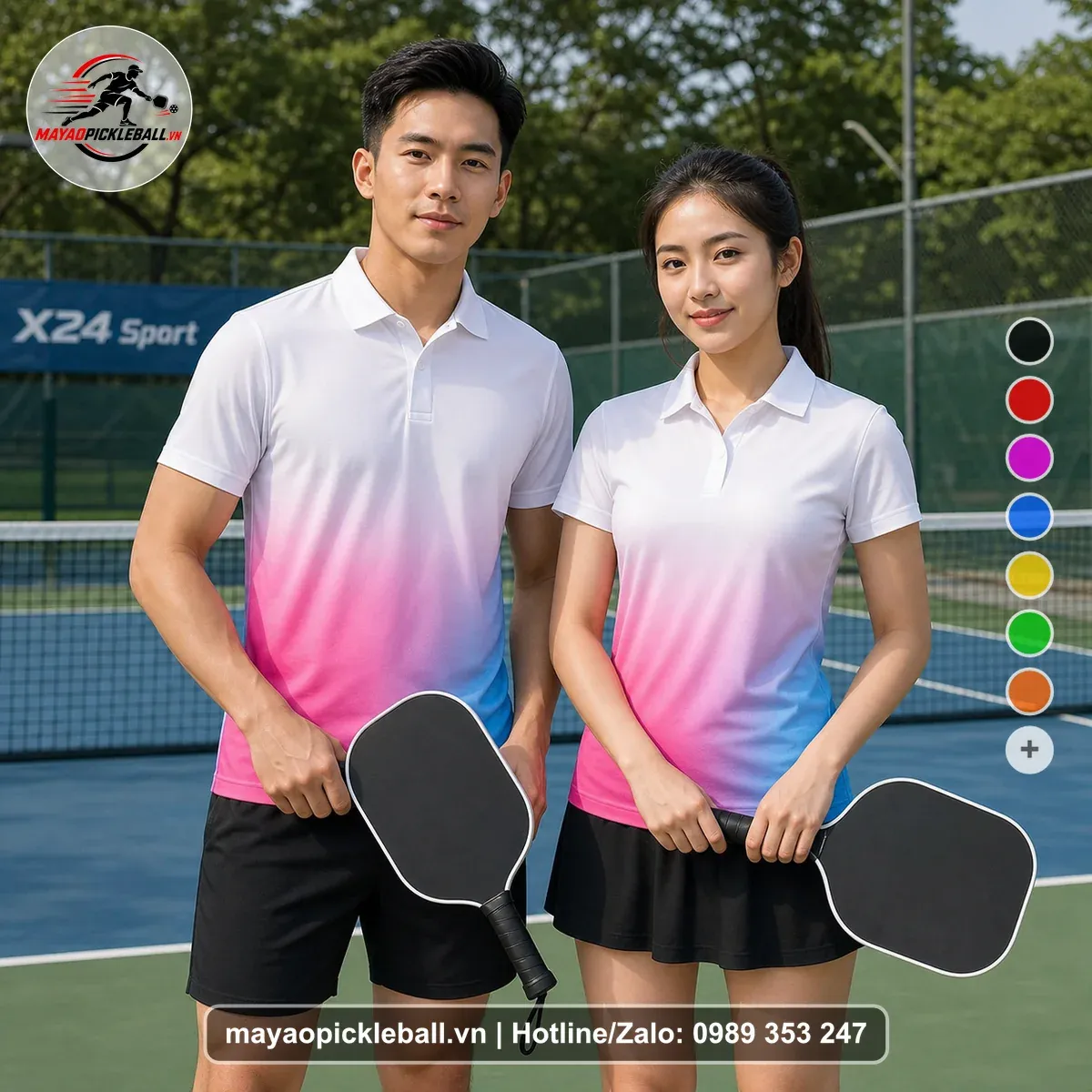 Bộ Quần Áo Pickleball PND-PB-486 Hồng Trắng Xanh