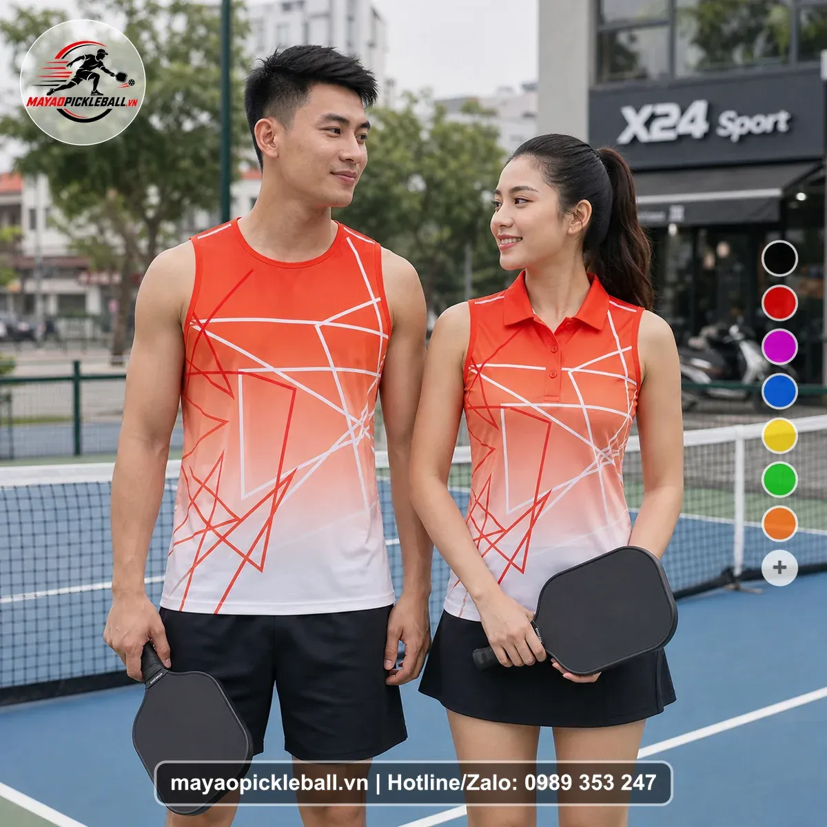 Bộ Quần Áo Pickleball PND-PB-489 Đỏ Cam