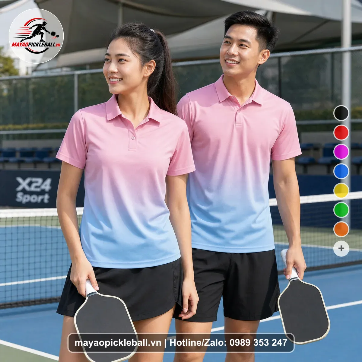 Bộ Quần Áo Pickleball PND-PB-490 Hồng Xanh