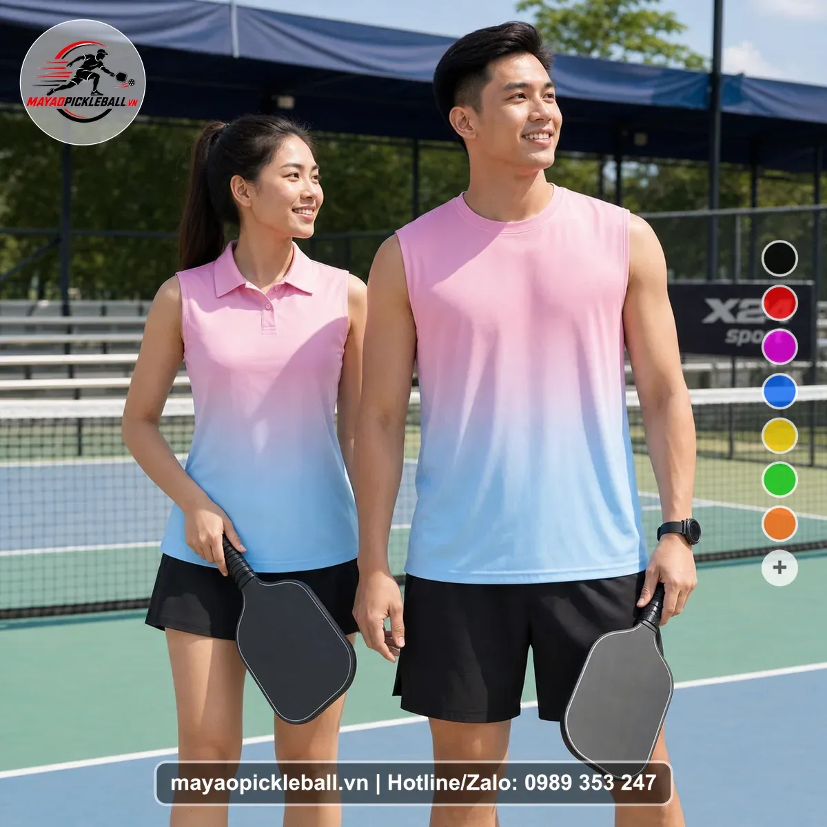 Bộ Quần Áo Pickleball PND-PB-490 Hồng Xanh