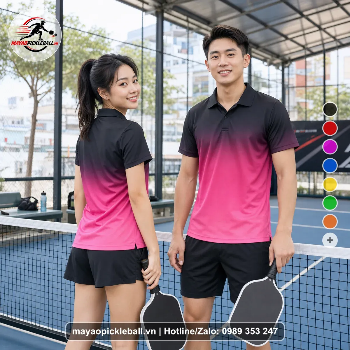 Bộ Quần Áo Pickleball PND-PB-493 Hồng Đen