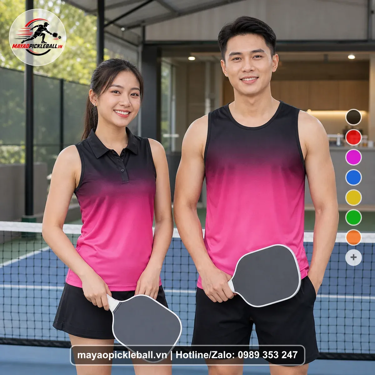Bộ Quần Áo Pickleball PND-PB-493 Hồng Đen