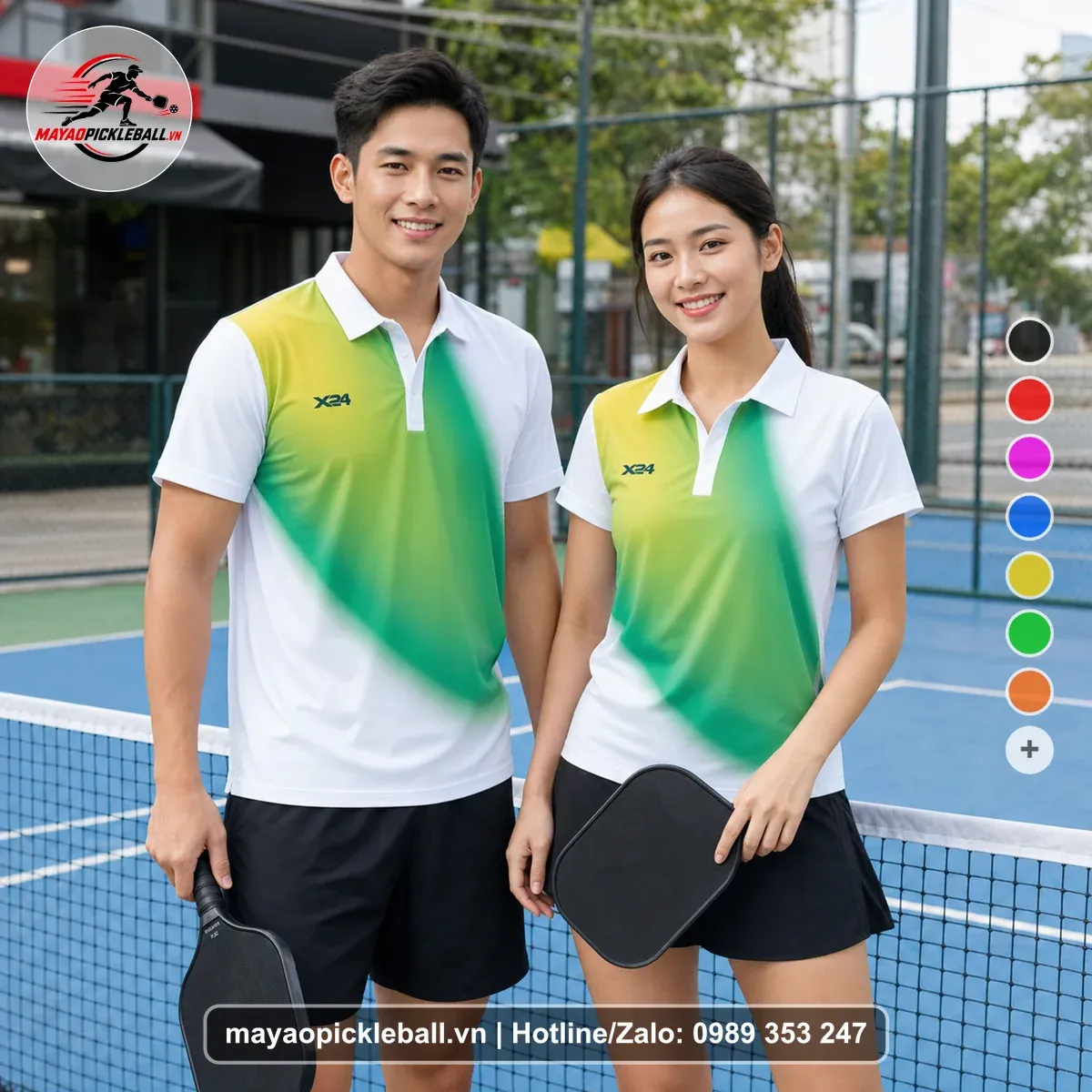 Bộ Quần Áo Pickleball PND-PB-504 Trắng Xanh Két Xanh Lá