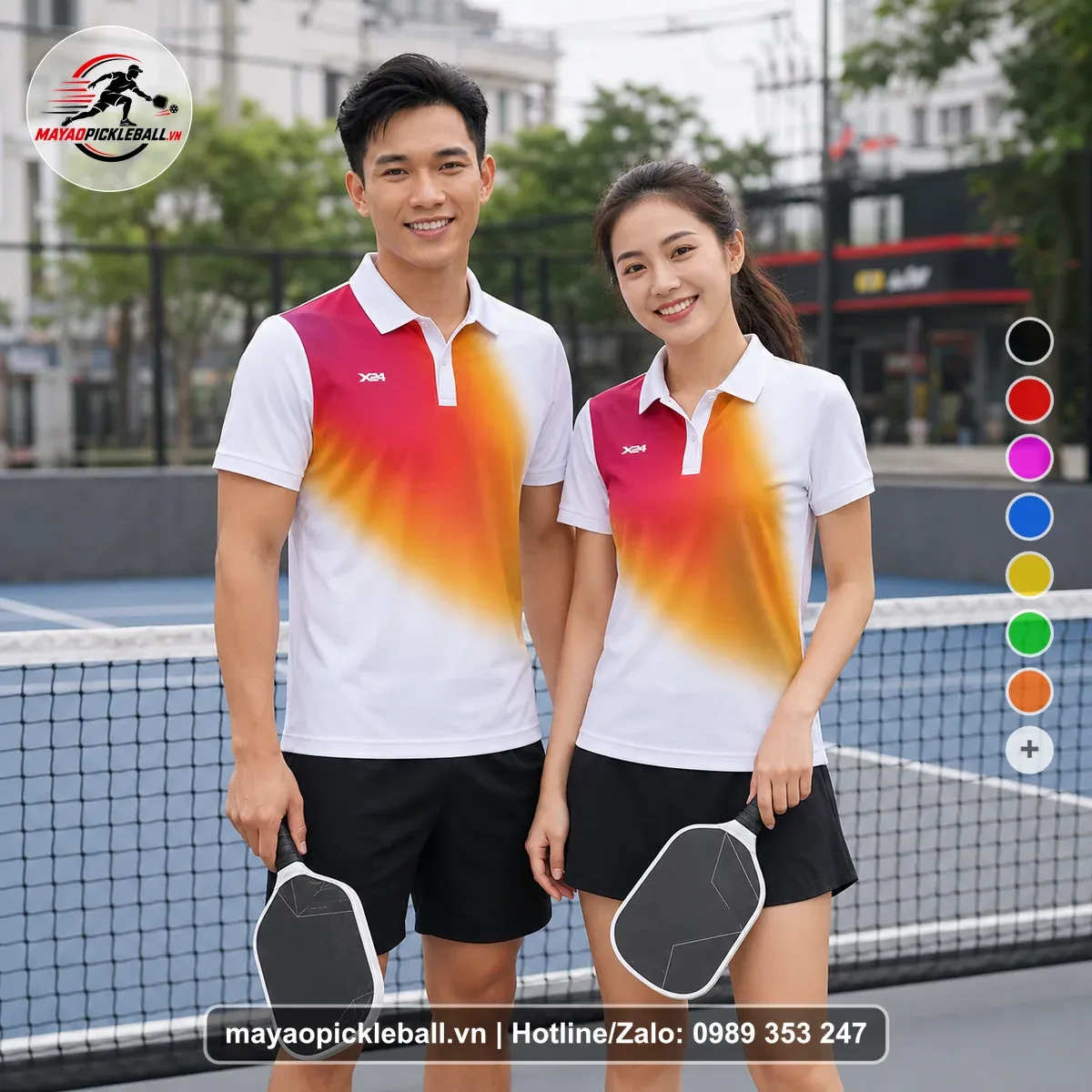 Bộ Quần Áo Pickleball PND-PB-506 Trắng Hồng Magenta Cam