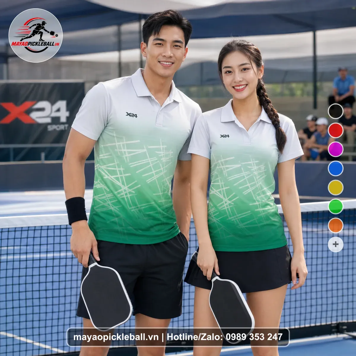 Bộ Quần Áo Pickleball PND-PB-507 Trắng Xanh Mint Xanh Ve Chai